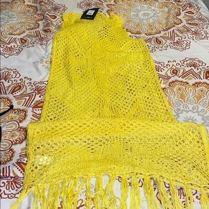 Yellow Crochet cover up dress. Swimwear size S/M